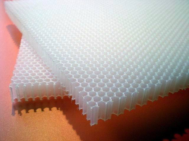 A new thermoplastic honeycomb sandwich panel is developed